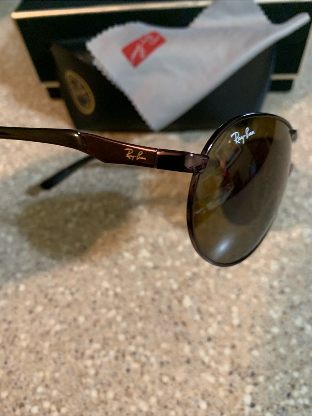 Ray-Ban Men’s Brown Lens Aviator Sunglasses with Dark Brown Frame - Picture 6 of 6